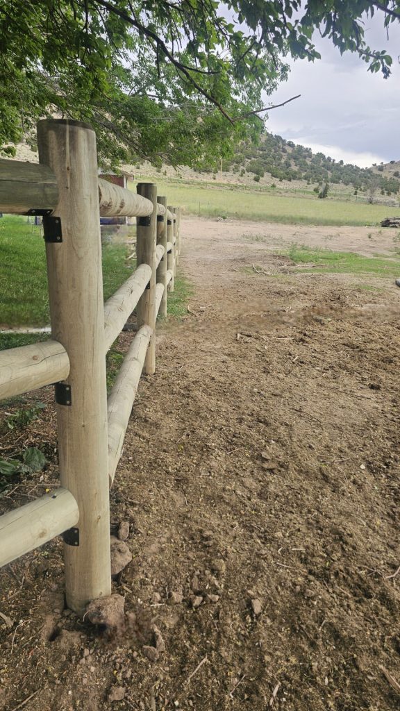 Log fence for farm use