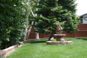 Beautiful Wood look vinyl fence around yard