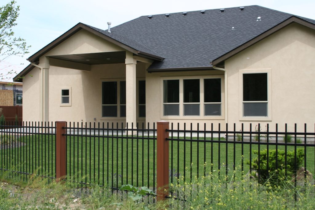 Mocha Walnut posts with Metal pickets