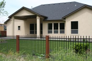 Mocha Walnut posts with Metal pickets
