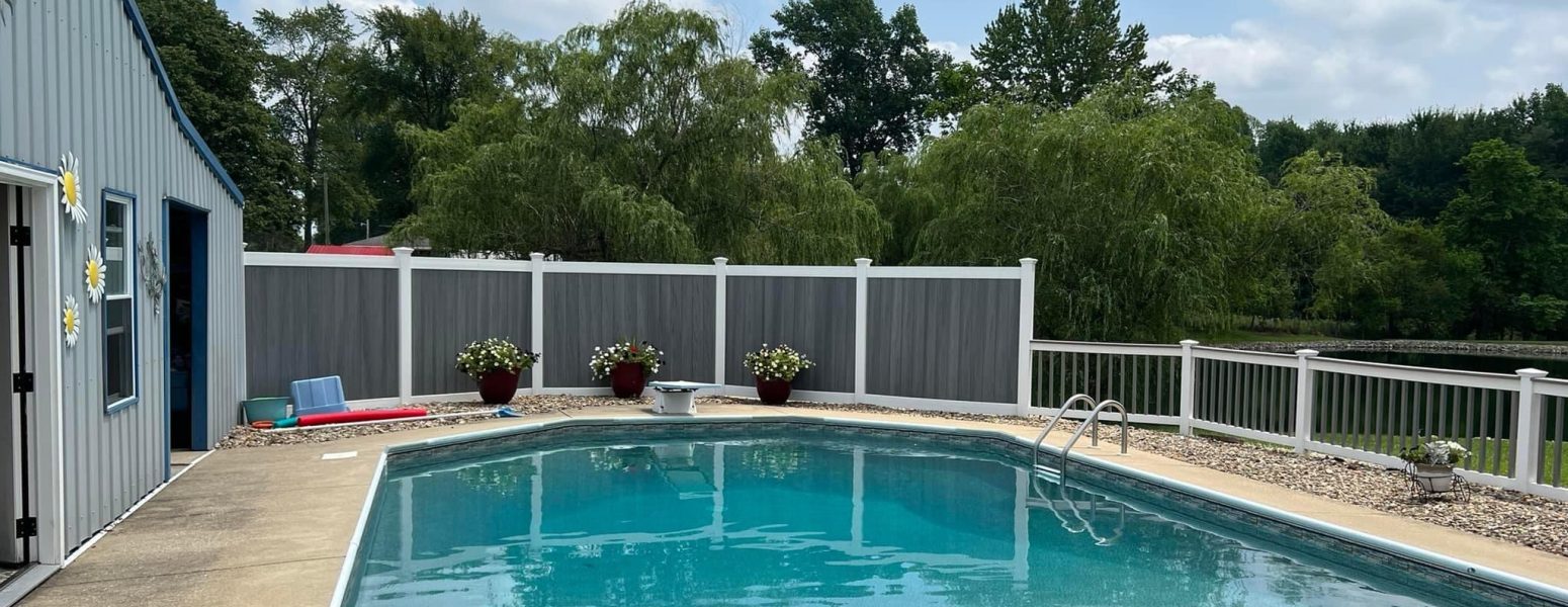 Pool with fencing around it