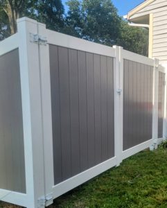 Dark Gray fence with white accents