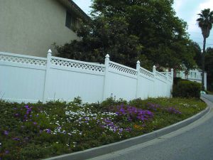 White privacy with lattice fence